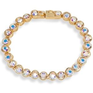 Gold AB Crystal Swirled Tennis Bracelet with Swarovski
